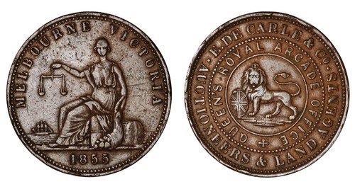 Australia one penny token - one, e